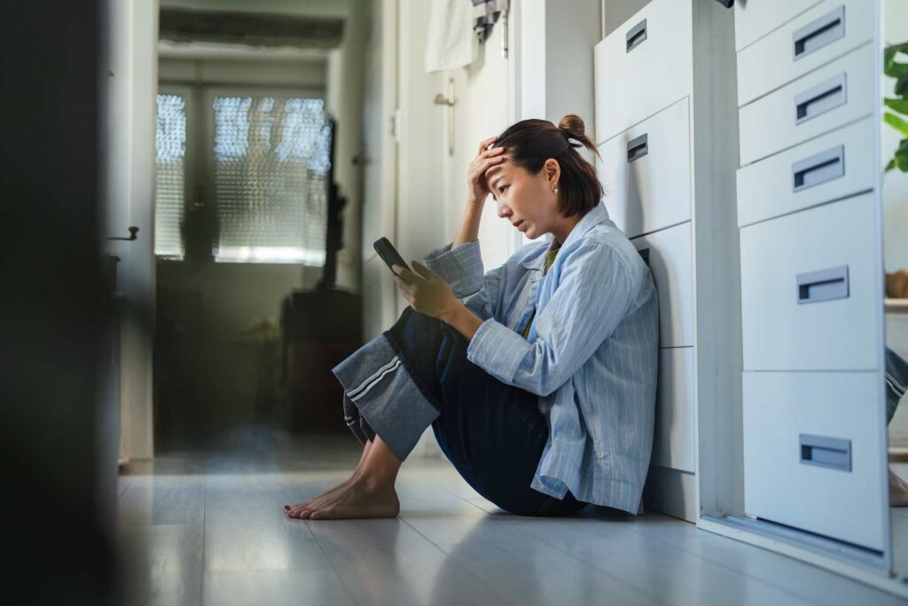 stressed woman who inherited distressed home